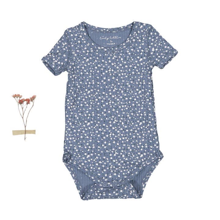 The Printed Short Sleeve Onesie - Midnight Bud for wholesale by Lovely Littles