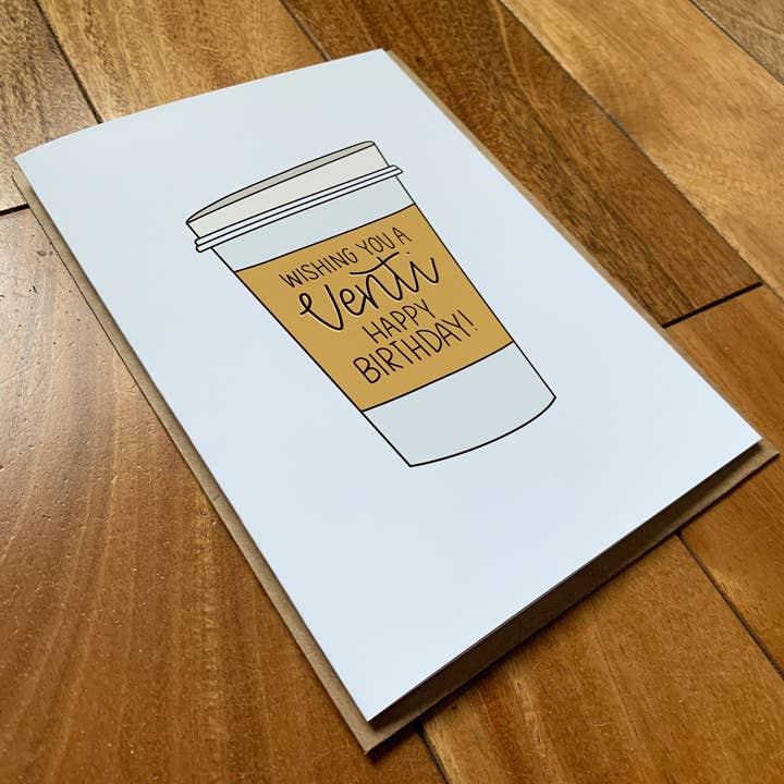 Stone Donut Design, LLC - Vente Cartes d'anniversaire - Carte à café Venti Happy Birthday To Go1