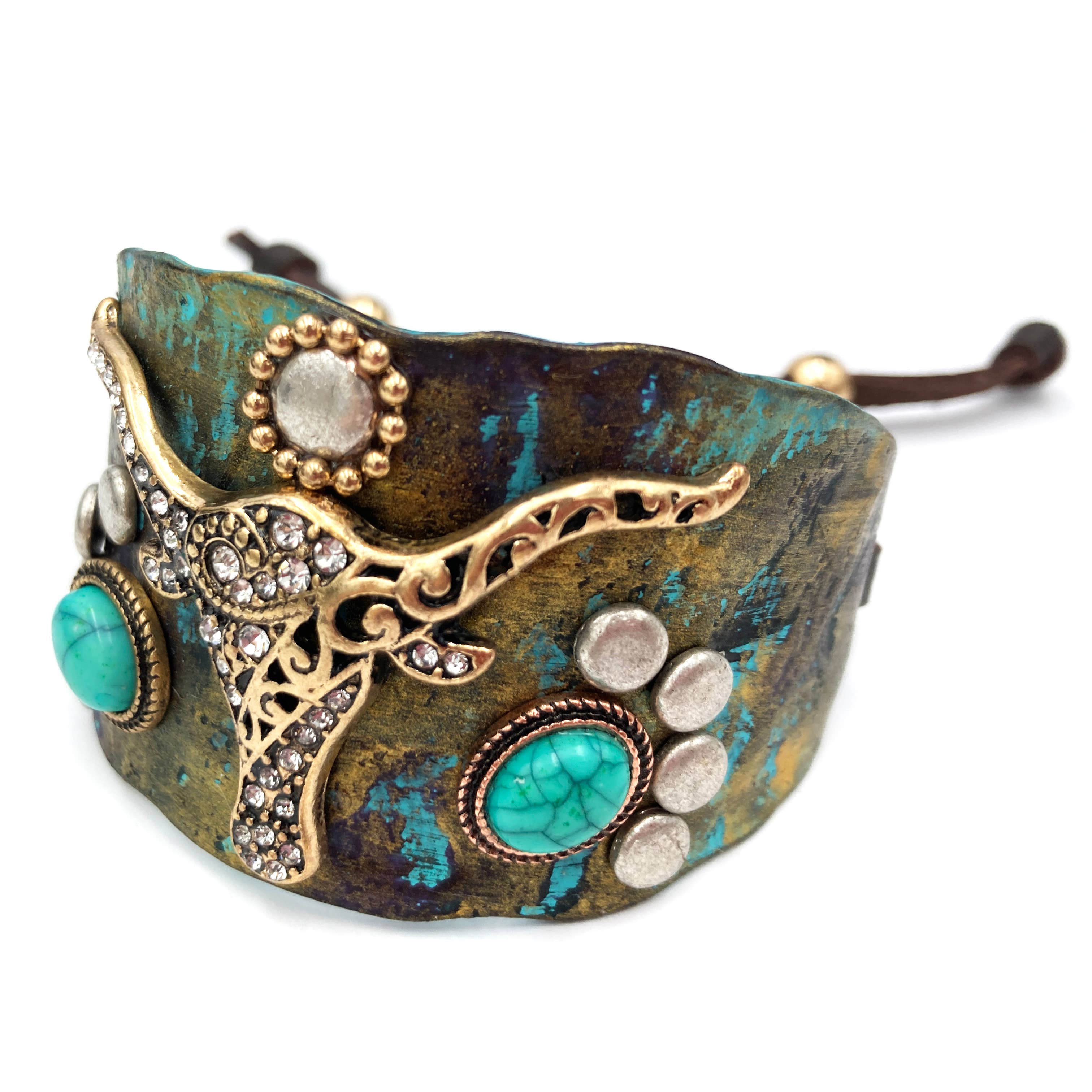 Lunar Deer - Wholesale Cuff Bracelet - Longhorn Turquoise Western Bracelet Cuff5