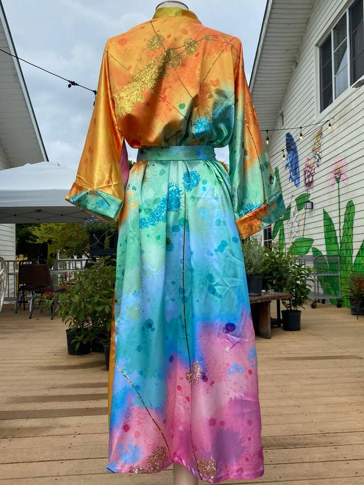 Maxi Satin Kimono, Wearable Art for wholesale by Art4Wear
