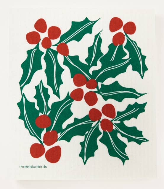 Three Bluebirds Swedish Dishcloths - Wholesale Dishcloth - Holly Swedish Dishcloth