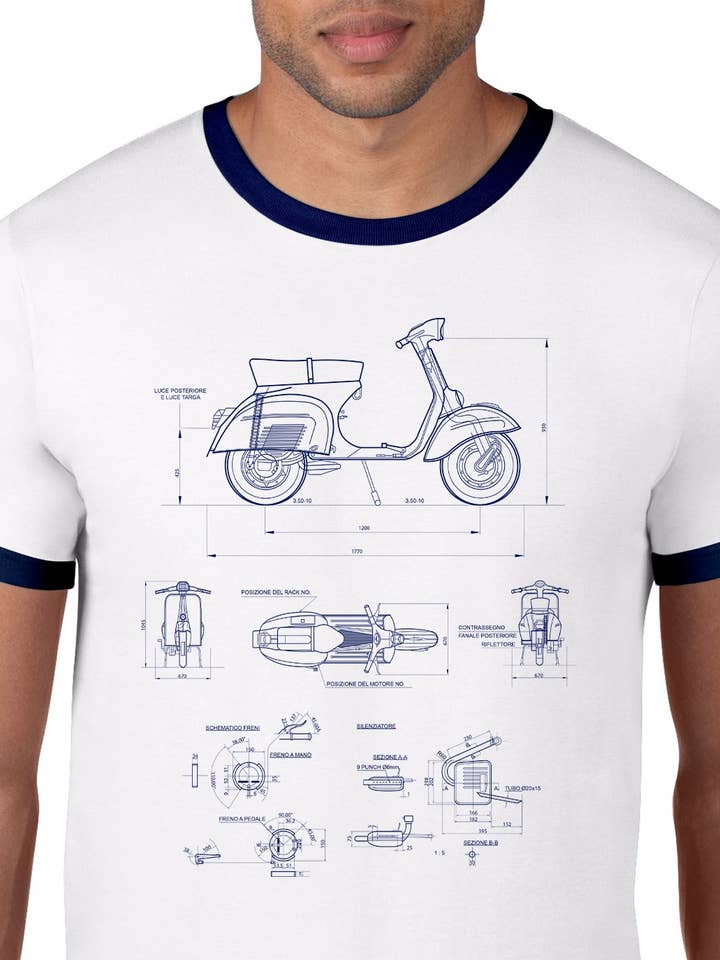 Kultiges italienisches Unisex-T-Shirt mit Roller-Siebdruck für den Großhandel von Architee