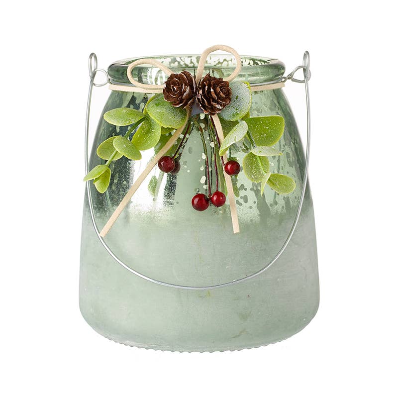 Heaven Sends – wholesale Decorative jar – FOLIAGE TOPPED GLASS JAR WITH HANDLE0