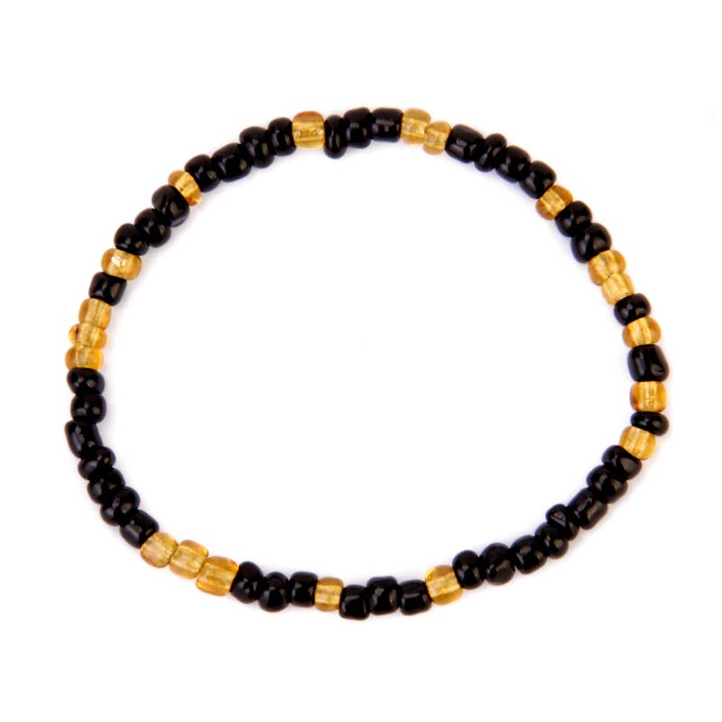 Erik & Mike - Wholesale Beaded Bracelet - Game Day one line Beaded bracelet stretch in Black & Gold0