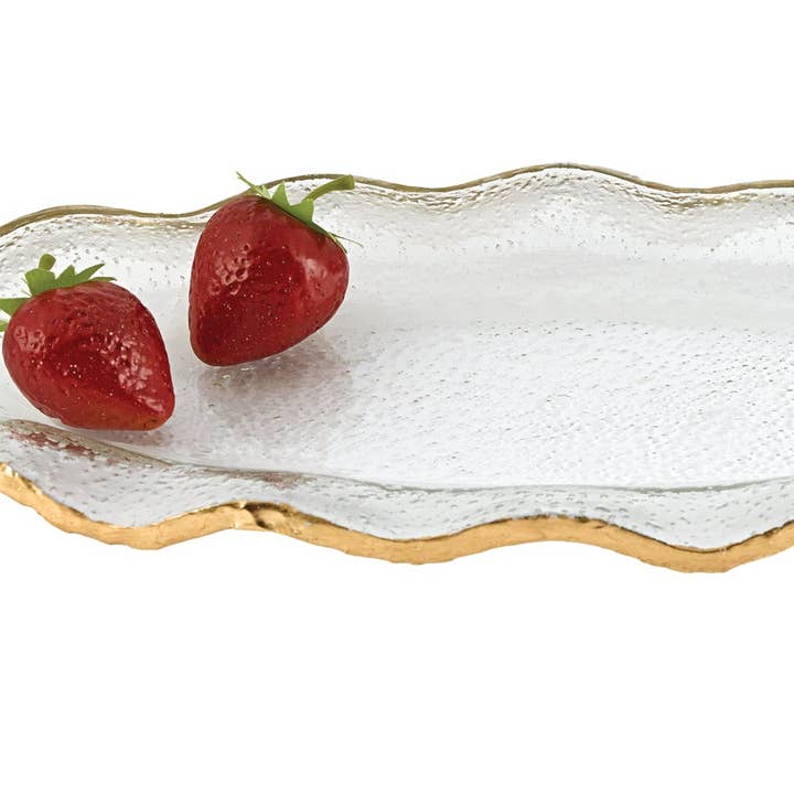 Badash - Wholesale Platter - Gold Hand Decorated 14 x 7" Glass Platter.1