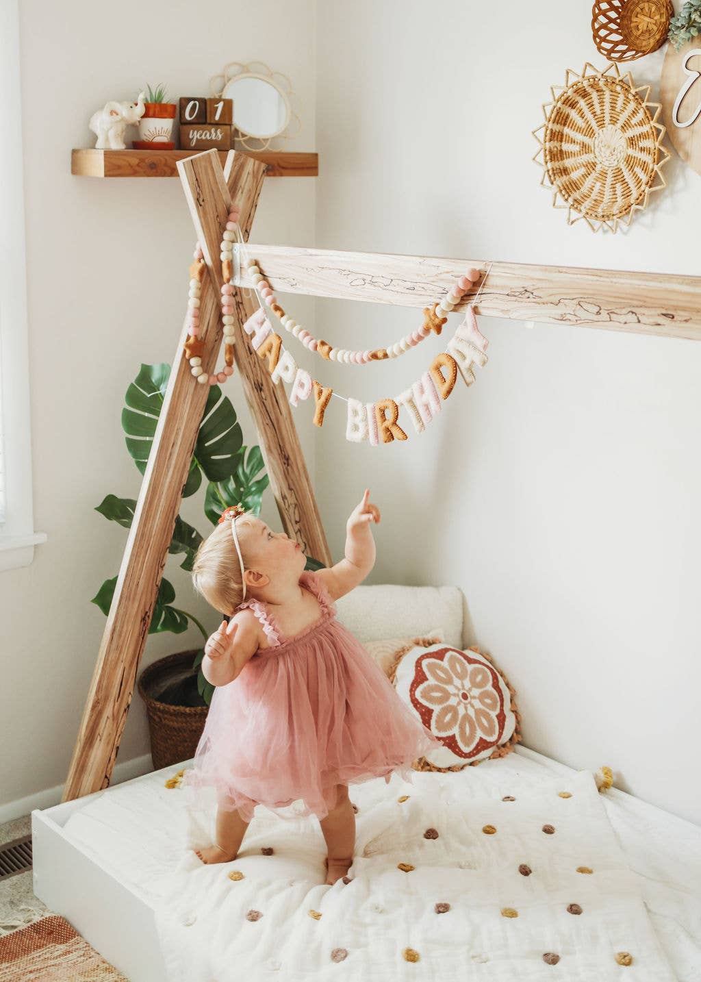 Joy Felts – Arco de bandeirinhas por atacado – Guirlanda Boho com Letras "Happy Birthday"2