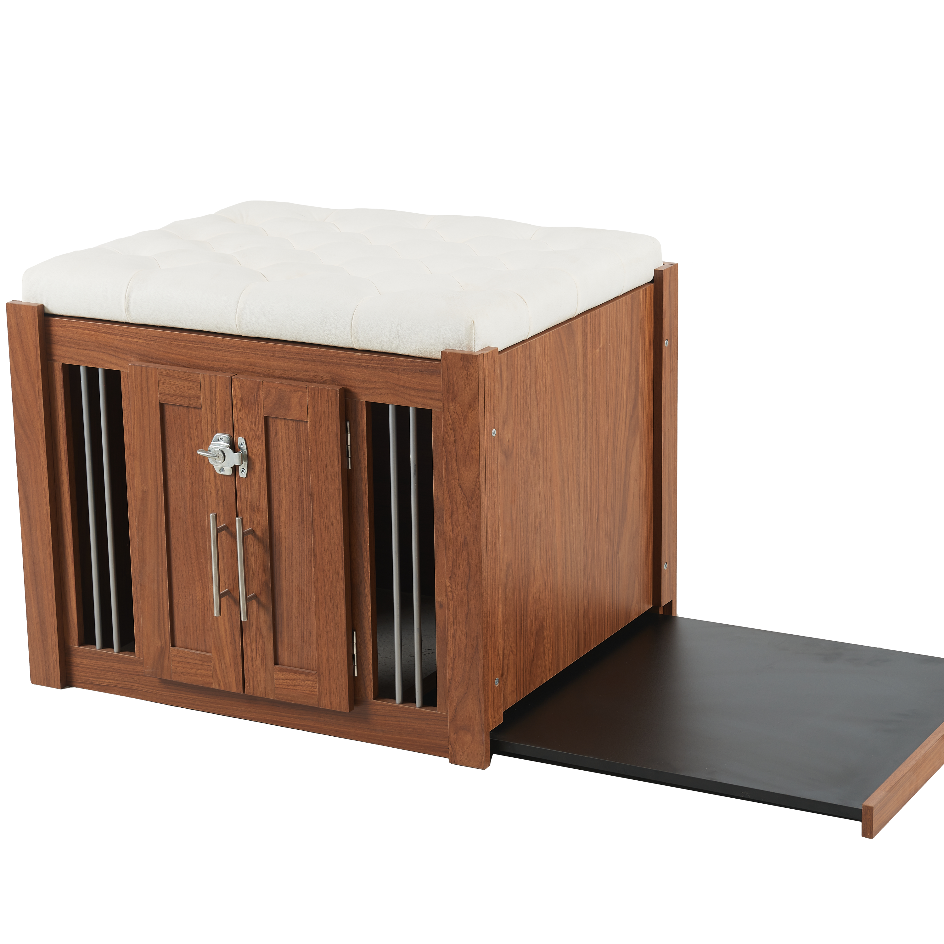 39F Inc. - Wholesale Ottoman - 2-in-1 Dog Crate & End Bench with Padded Seat, Walnut24