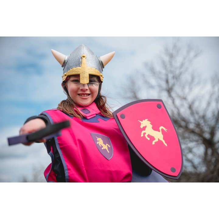 KALID MEDIEVAL - Wholesale Klassiek speelgoed - Kinderen - SCHILDSCHUIM SOFTIK BLAUW MET LEEUW - ST7494