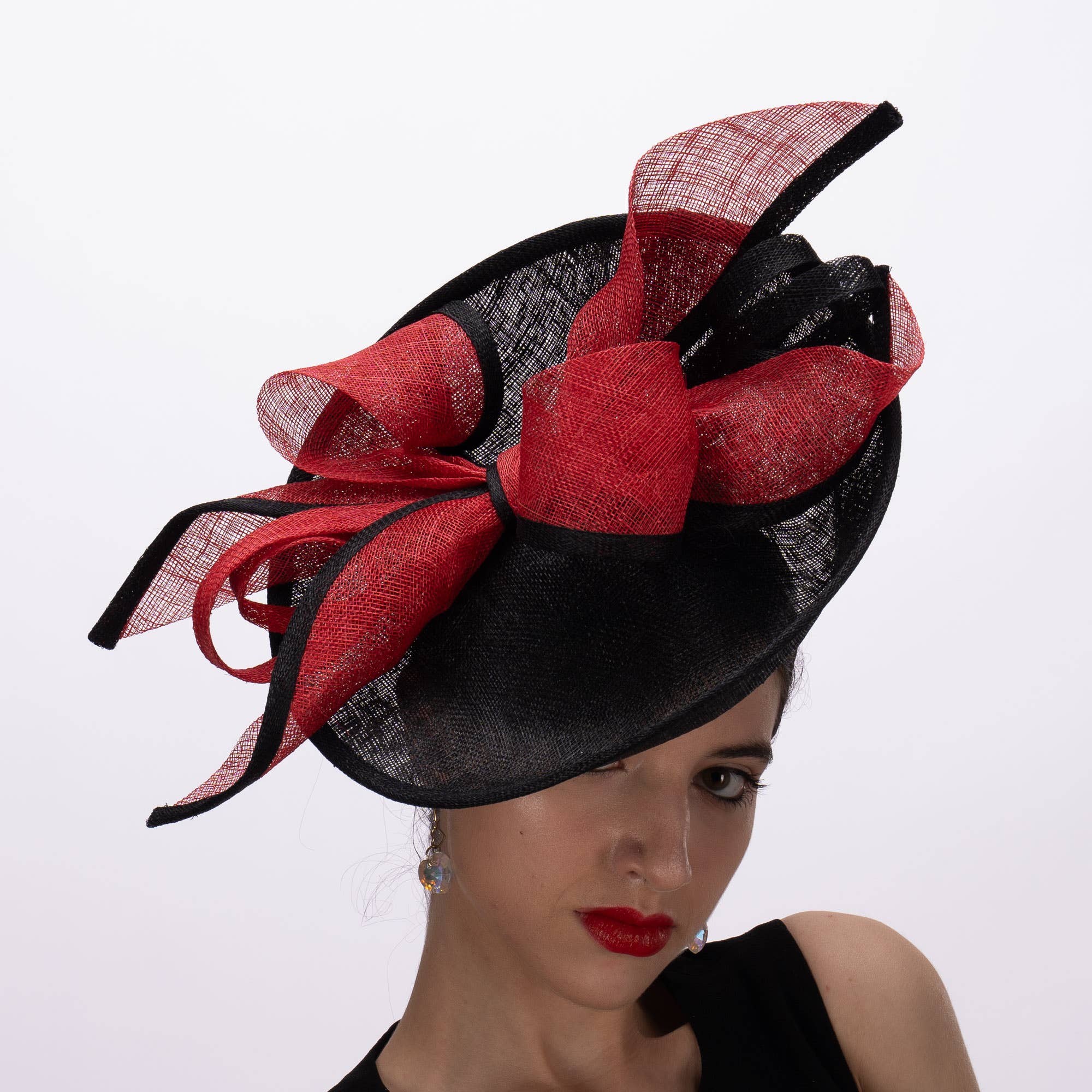 KaKyCo - Wholesale Fascinator Hat - Women's - Two Tone Bow On Top Of Sinamay Saucer Fascinator | 1020830