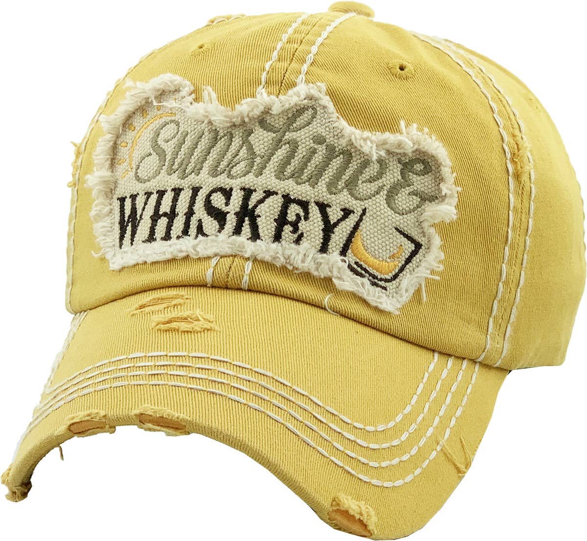 KBETHOS - Vendita all'ingrosso Cappellino da baseball - Donna - Cappellino Vintage Lavato SUNSHINE & WHISKEY15