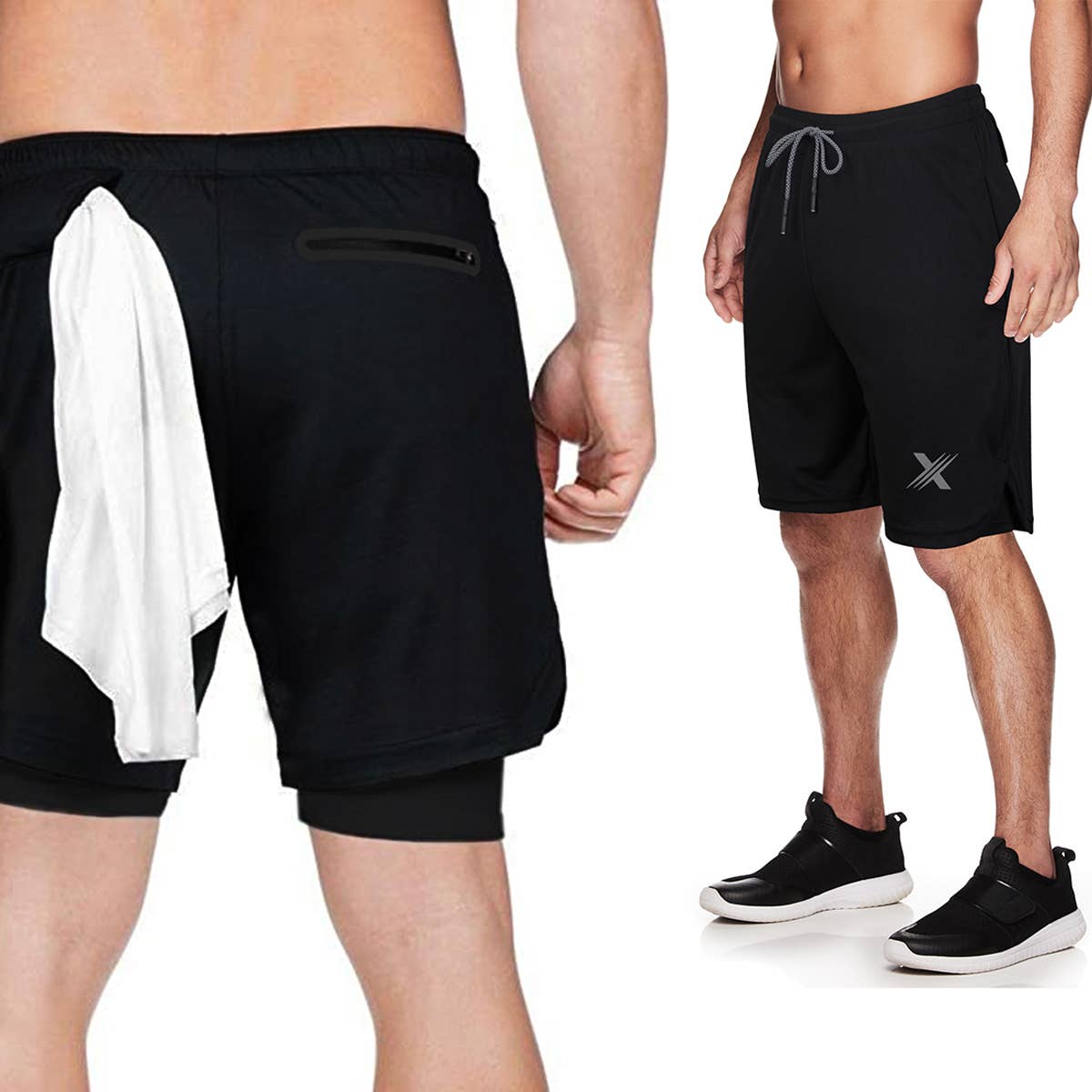 Black Men's Essential Lightweight Liner Running Shorts for wholesale on Faire0