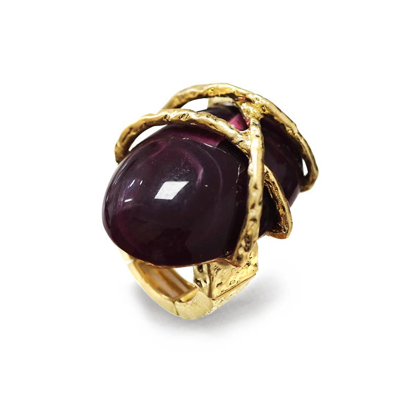 AMORINO SRL - Wholesale Single Stone/Solitaire Ring - LARGE ELASTIC RING WITH OVAL RESIN STONE - NY2488B8902