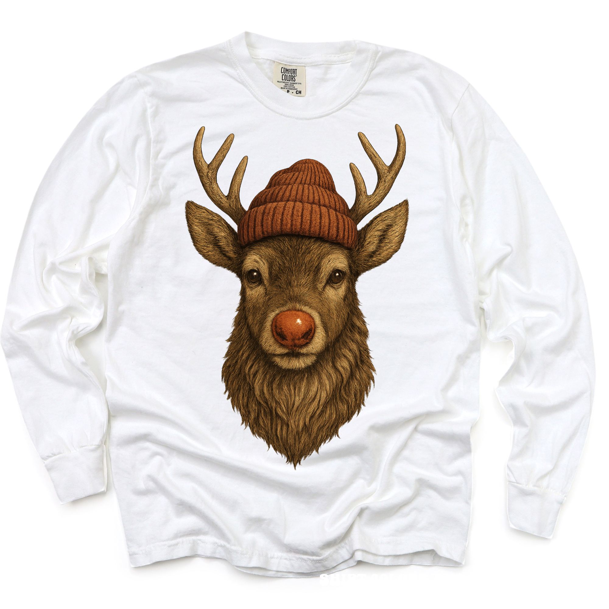 Madi Moosh - Wholesale T-Shirt (Graphic) - Women's - Rudolph  Wearing A Beanie Christmas Shirt - Comfort Colors4