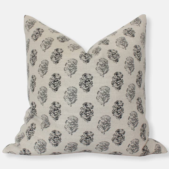 Textileish - Wholesale Throw Pillow Cover - Cream Floral Pillow Cover, Charcoal Floral Pillow | Chara