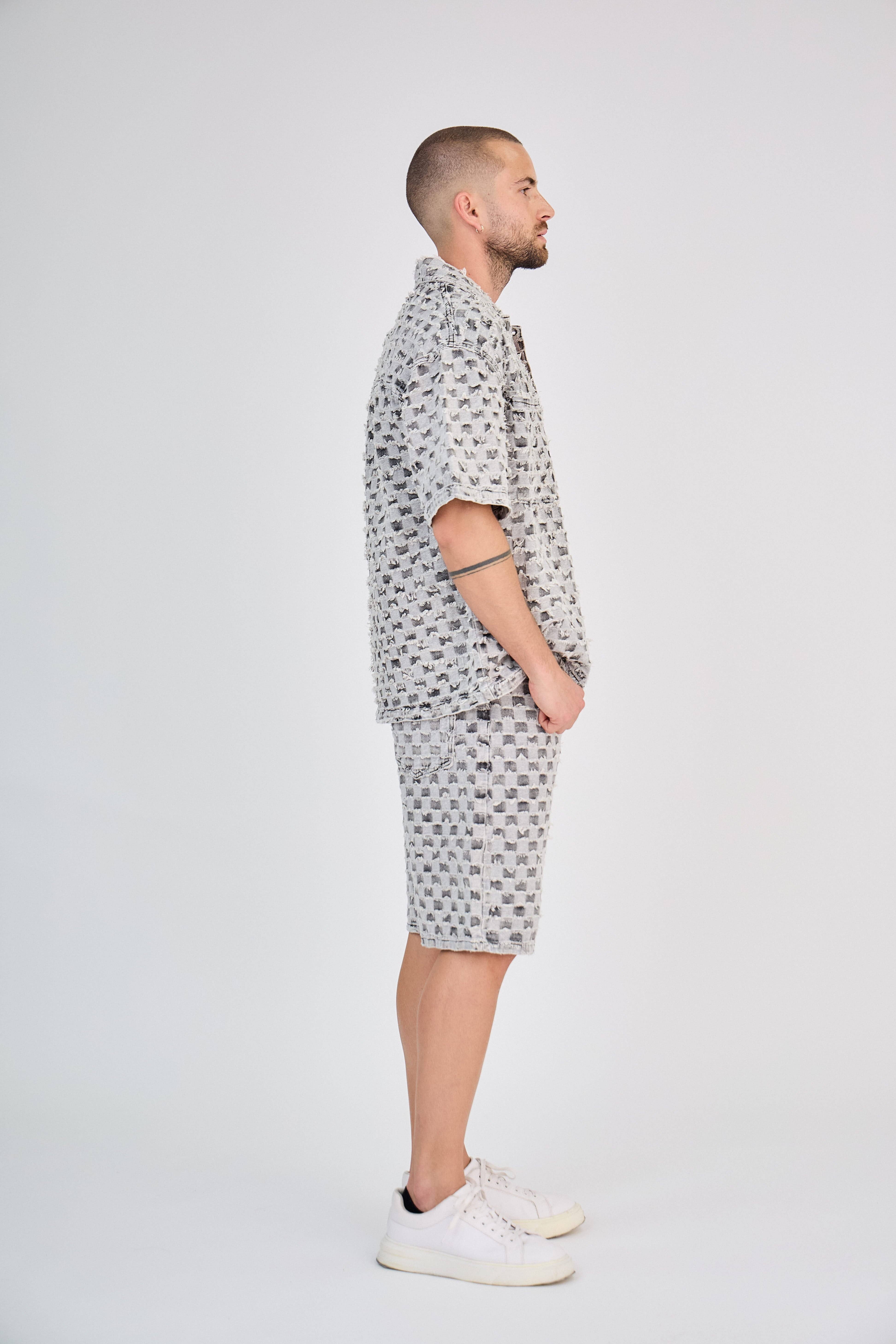 TOP MONDAY - Wholesale Top & Short Set (NOT Loungewear) - Men's - Gray Patterned Jeans Set2