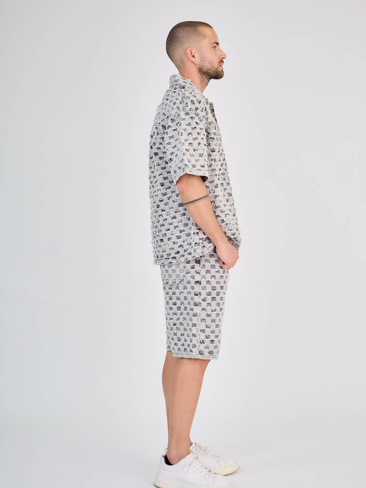 TOP MONDAY - Wholesale Top & Short Set (NOT Loungewear) - Men's - Gray Patterned Jeans Set2