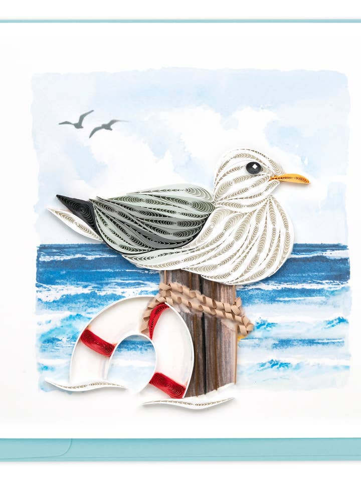 Biglietto di Auguri Quotidiano con Gabbiano in Filigrana per la vendita all'ingrosso da parte di Quilling Card