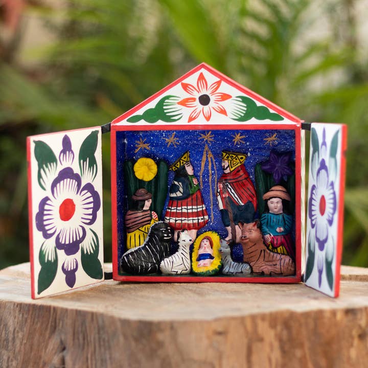 Crèche de Noël en bois de Bethléem, fabriquée à la main par Novica pour la vente par NOVICA