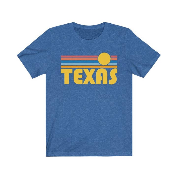 Texas T-Shirt - Retro Sunrise Adult Unisex Texas T Shirt for wholesale by Hey Mountains