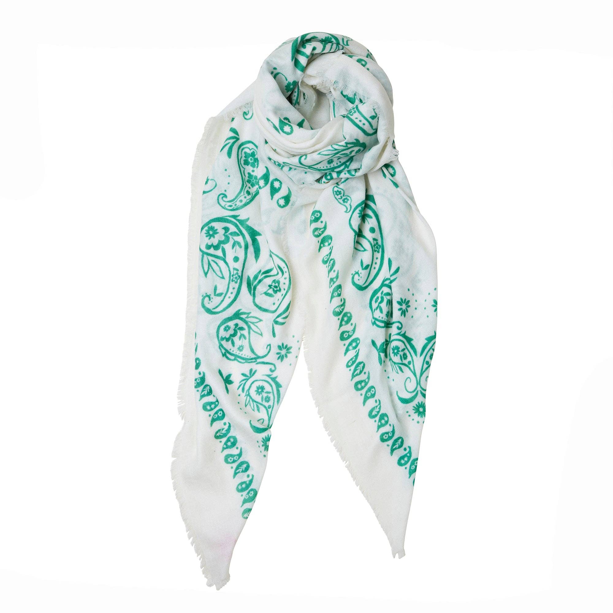 Somerville Scarves - Venta al por mayor Bandana - Mujer - NUEVO Gran Pañuelo de Cachemira Estampado - Verde/Blanco1