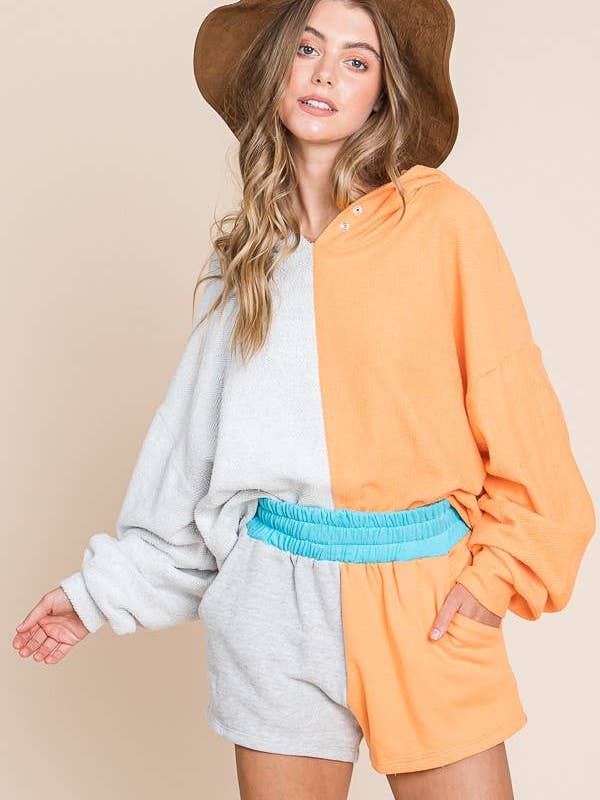BUCKETLIST OUTLET - Wholesale Hoodie - Women's - T1767 OUTLET SALE Color Block Hoodie