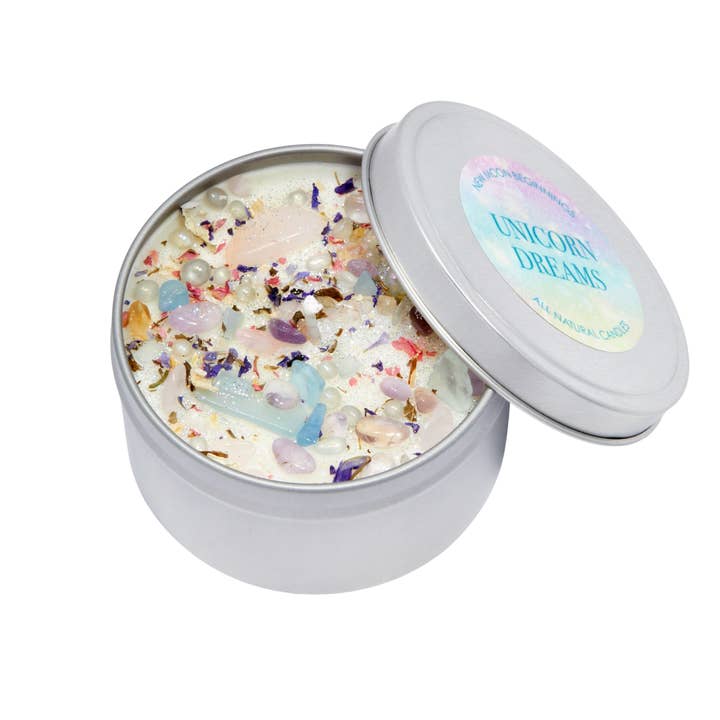 New Moon Beginnings - Wholesale Jar/Filled Candle - Unicorn Dreams Candle - Soy Candles Flower & Crystal Candles4
