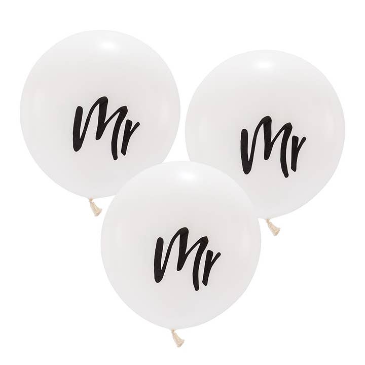Palloncini nuziali rotondi bianchi grandi da 17" — Mr - Set di 3 per la vendita all'ingrosso da parte di Weddingstar Inc.