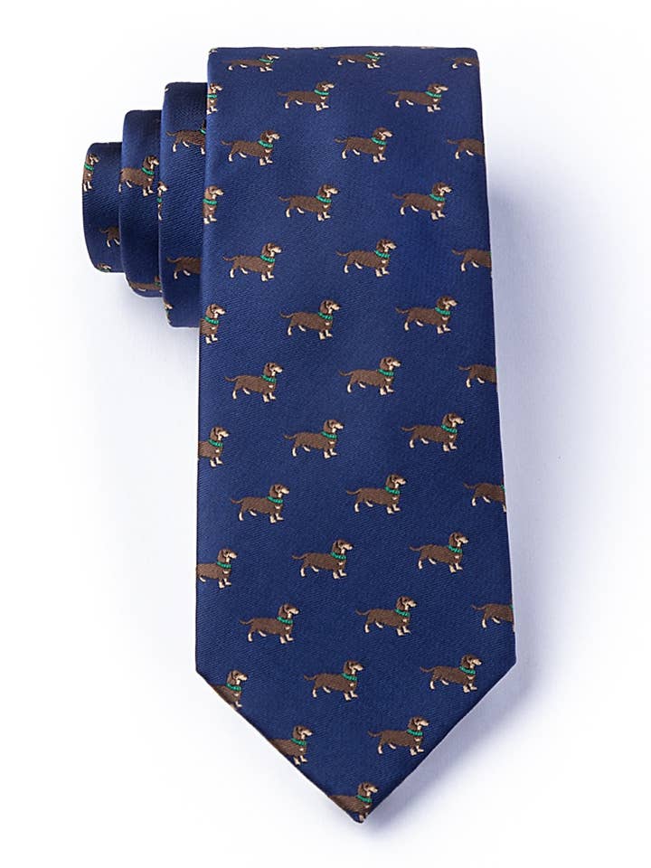 Weiner Dogs Tie by Wild Ties - Navy Blue Microfiber for wholesale by Wild Ties