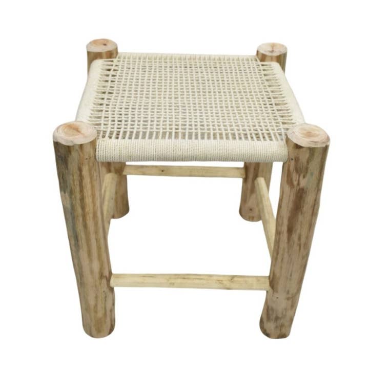 Geweven witte jute kruk 42x42x46cm voor wholesale door Status Collections