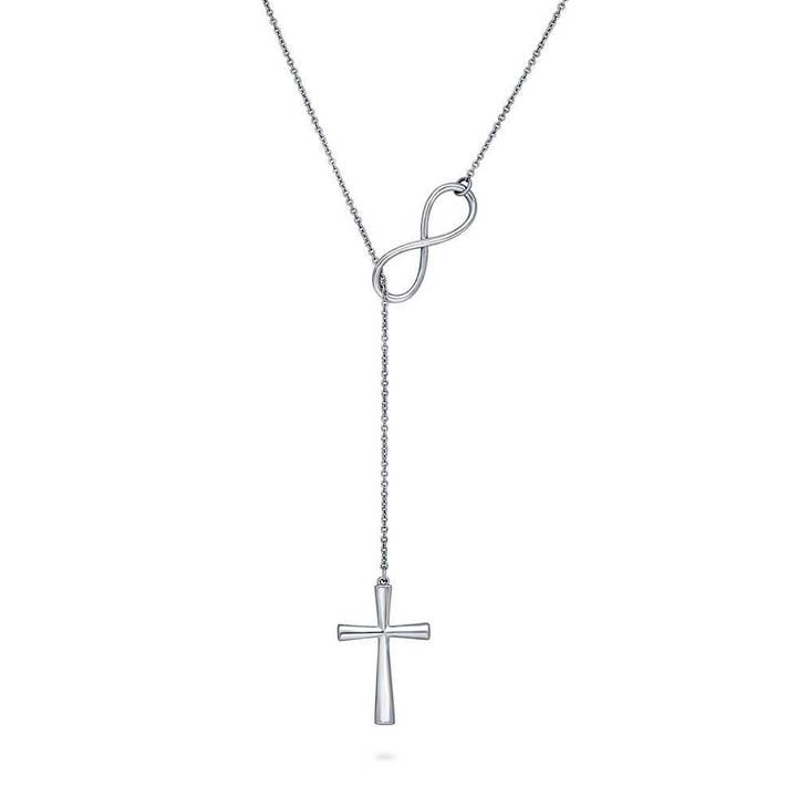 BERRICLE Sterling Silver Infinity Cross Lariat Necklace for wholesale by BERRICLE