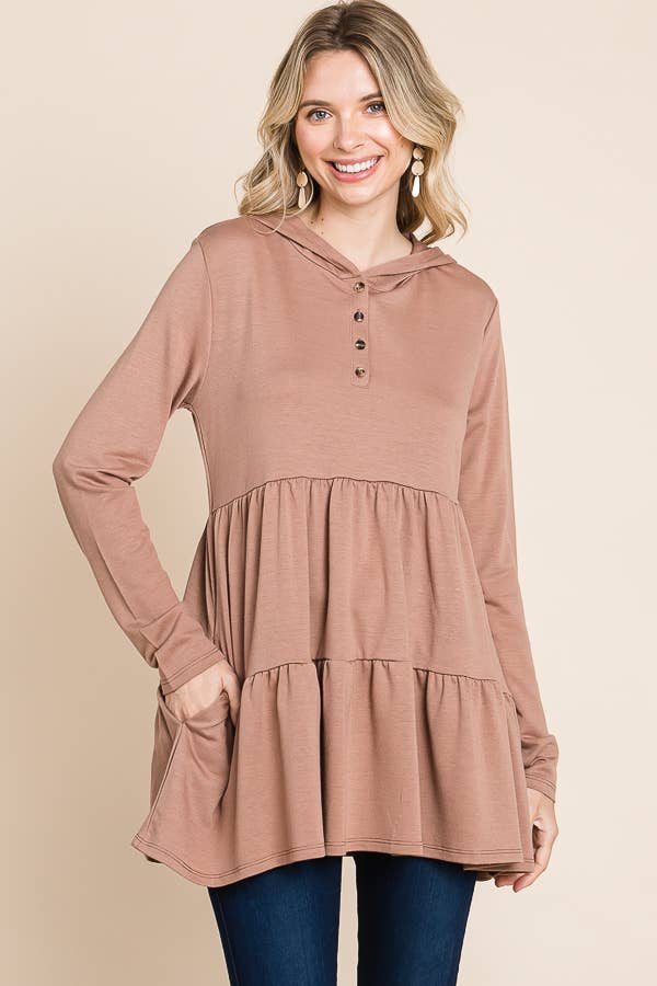 Culture Code - Wholesale Tunic - Women's - CFD1150LA - HOODIE SHIRRING LONG SLEEVE DRESS0