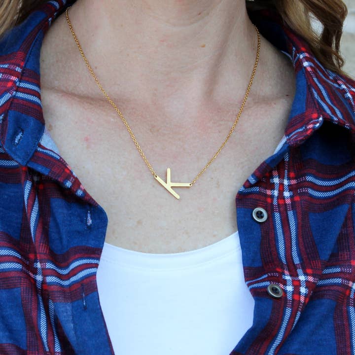 Mini Initial Letter Necklace for wholesale by Salted Avenue