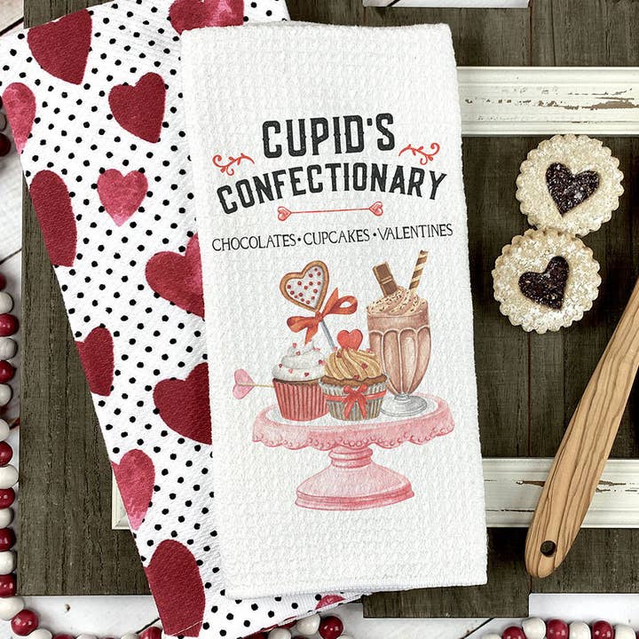 Valentine's Day Kitchen Towel, Heart Kitchen Decor for wholesale by Canary Road