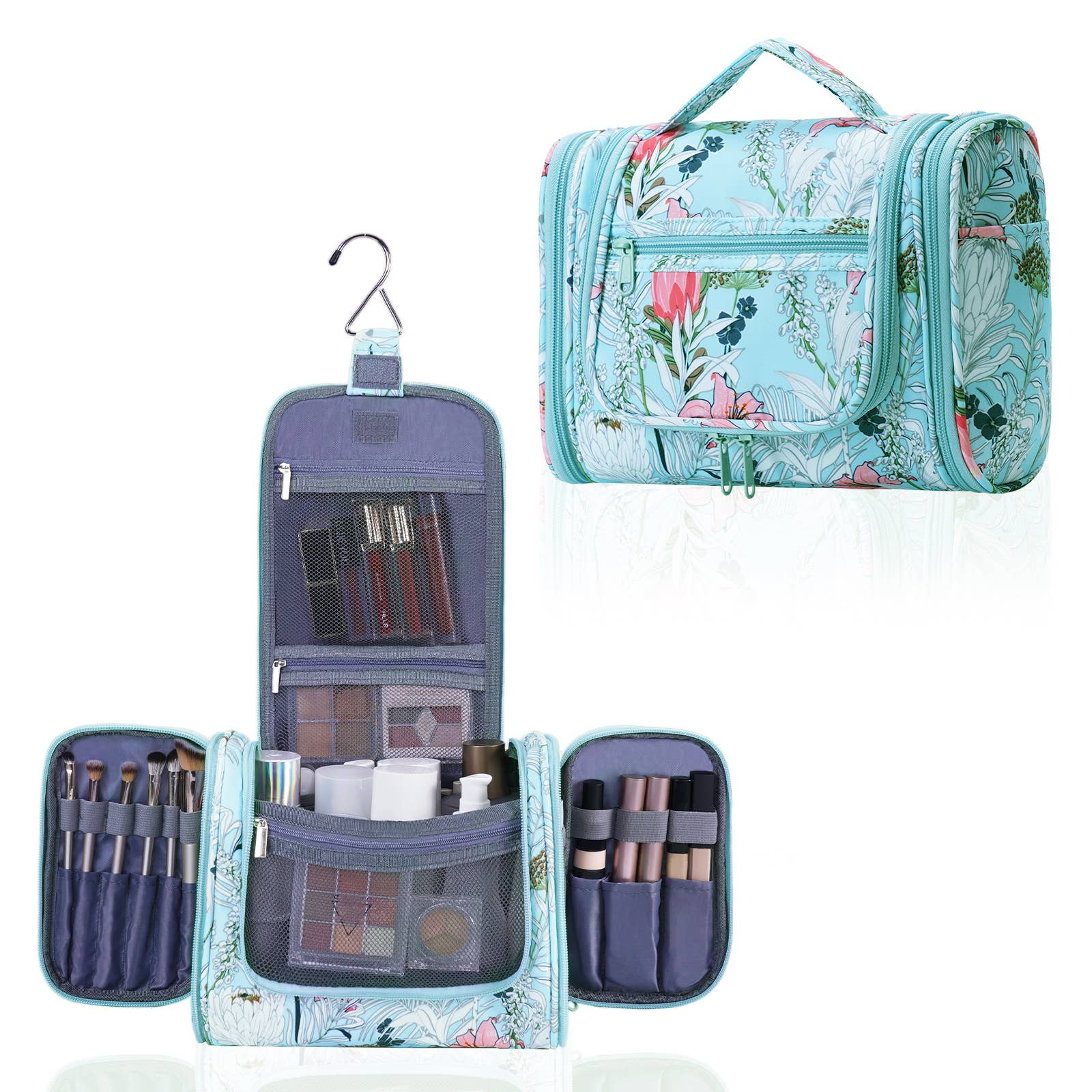 wandf - Wholesale Toiletry Bag - Women's - Versatile Hanging Cosmetic Bag with Floral Design for Travel13