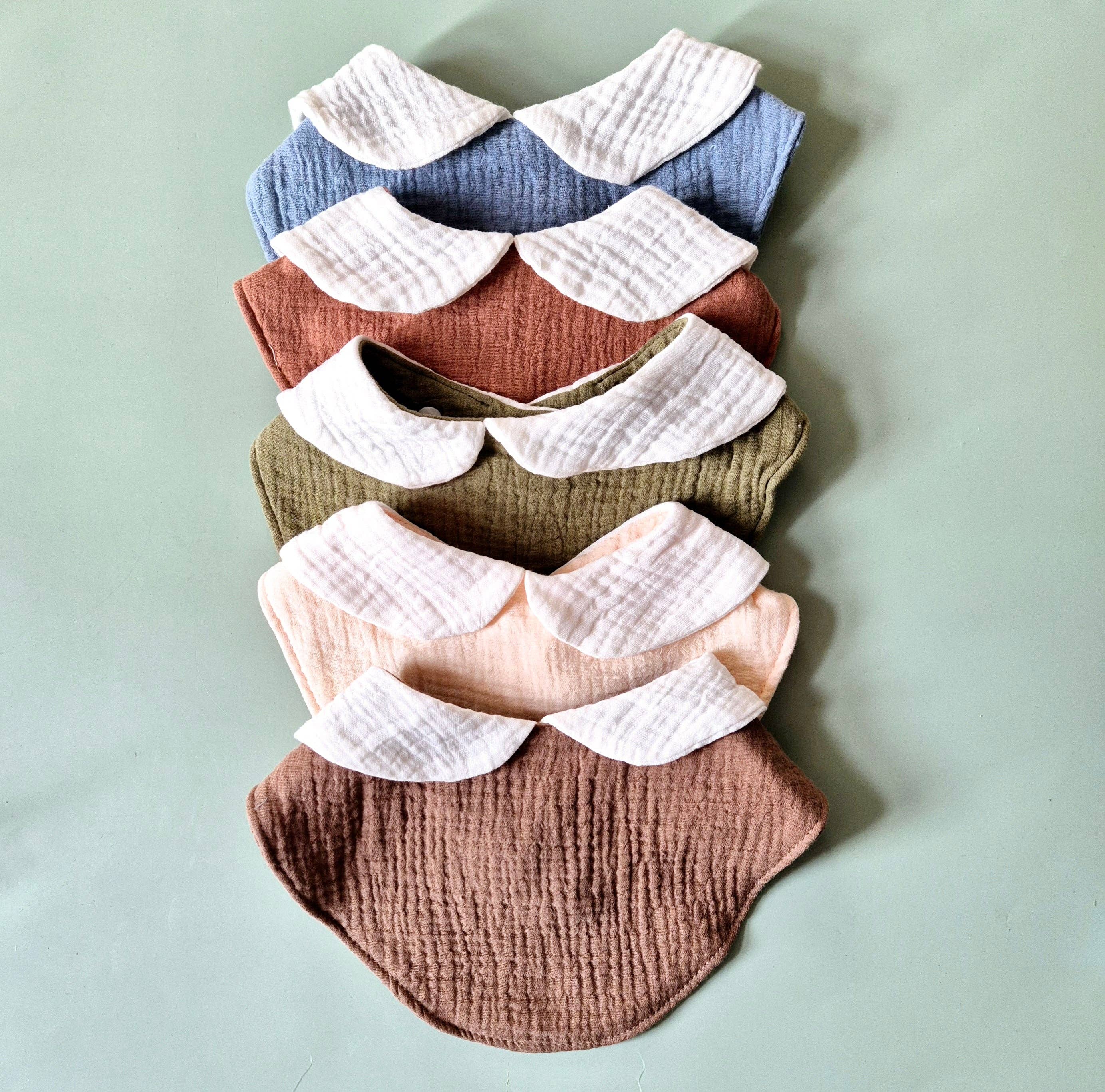 Rammelaartje - Wholesale Bib - Baby - 3-layer Muslin Bib / Drool Bib with Cute Collar - Beige2