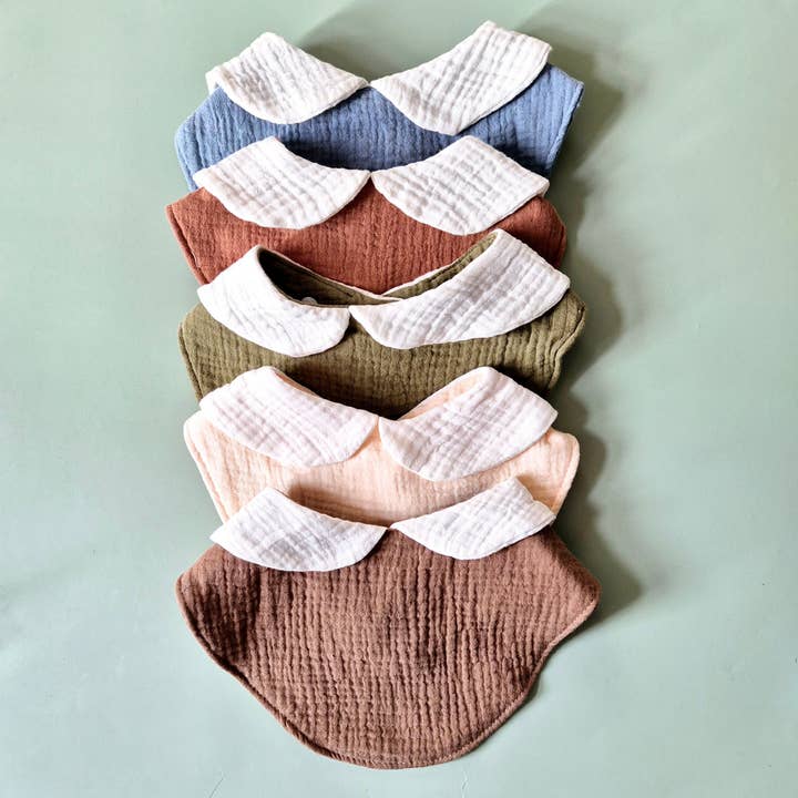 Rammelaartje - Wholesale Bib - Baby - 3-layer Muslin Bib / Drool Bib with Cute Collar - Beige2