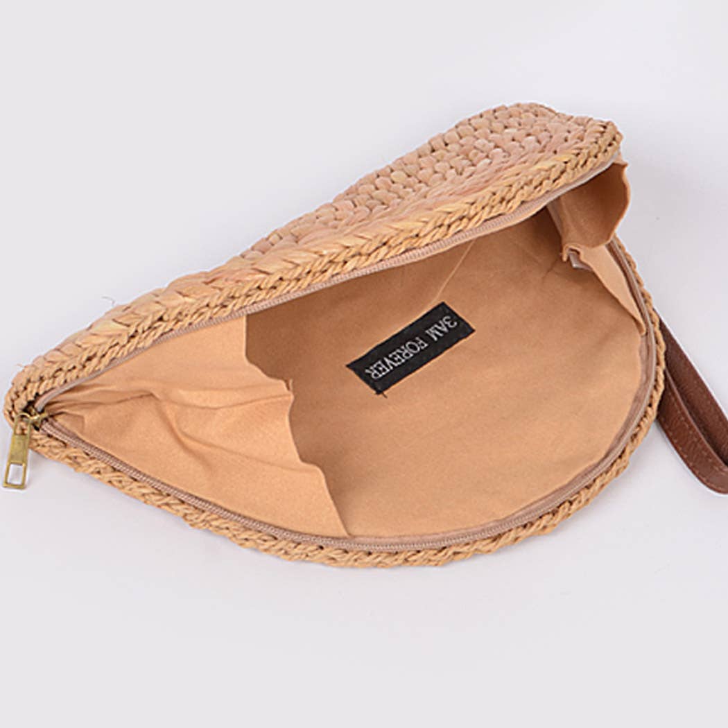 3AM BY H&D ACCESSORIES - Wholesale Clutch Bag - Women's - Half Circle Straw Clutch3