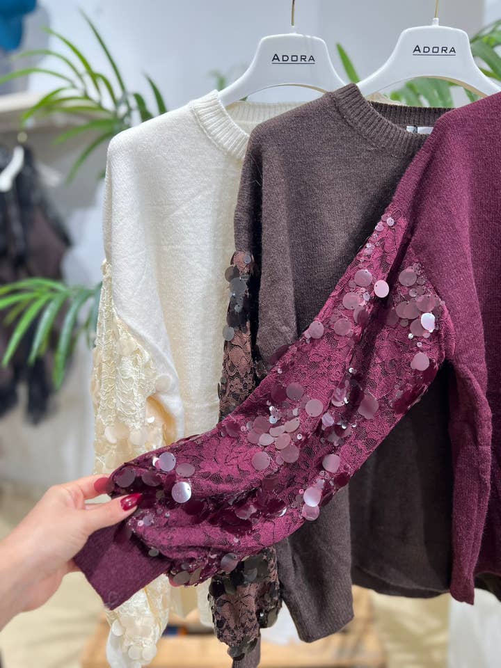 ADORA - Wholesale Sweatshirt - Women's - Sweater with sequin sleeves1