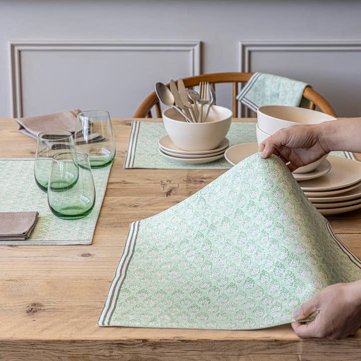 over&back - Wholesale Placemat - Artisan Hand-Blocked Placemats – 100% Cotton – Set of 411