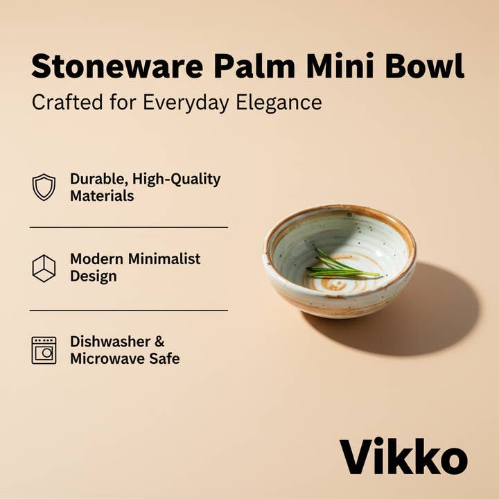 Kadra Kitchenware – Großhandel Schüssel – Vikko Stoneware Palm Mini-Schale mit cremeweißem, braunem Rand3