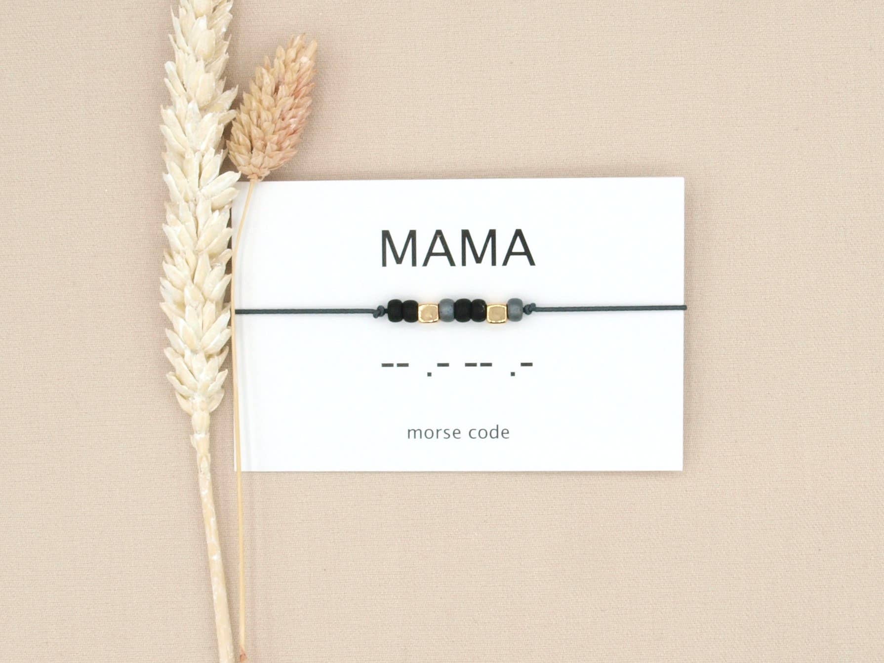 by Indah - Vendita all'ingrosso Bracciale con perline - Fascia da braccio con codice Morse Mama (argento, rosé goud, goud)5