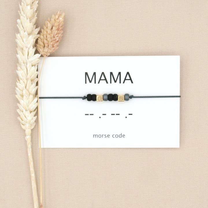 by Indah - Vendita all'ingrosso Bracciale con perline - Fascia da braccio con codice Morse Mama (argento, rosé goud, goud)5