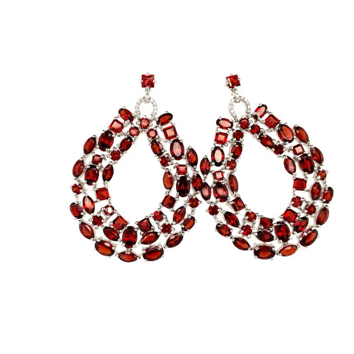 Garnet Earring in .925 Sterling Silver - KST 55201 for wholesale by Kotawala Jewels