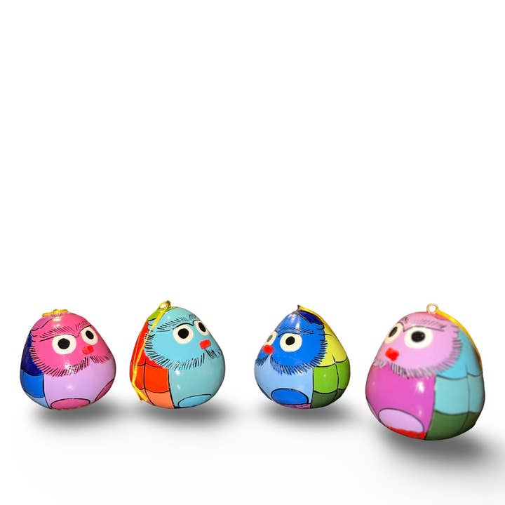 Painted Owl Handmade Gourd  Ornament 3 Pack Assorted for wholesale by Sanyork Fair Trade
