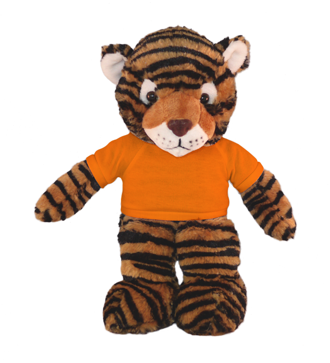 Plushland - Vendita all'ingrosso Peluche - Bambini e neonati - Peluche Floppy Tiger con maglietta personalizzata 12"7