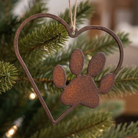 Universal Ironworks USA - Wholesale Ornament - Heart Outline with Solid Paw Pet Gift Rescue Ornament0
