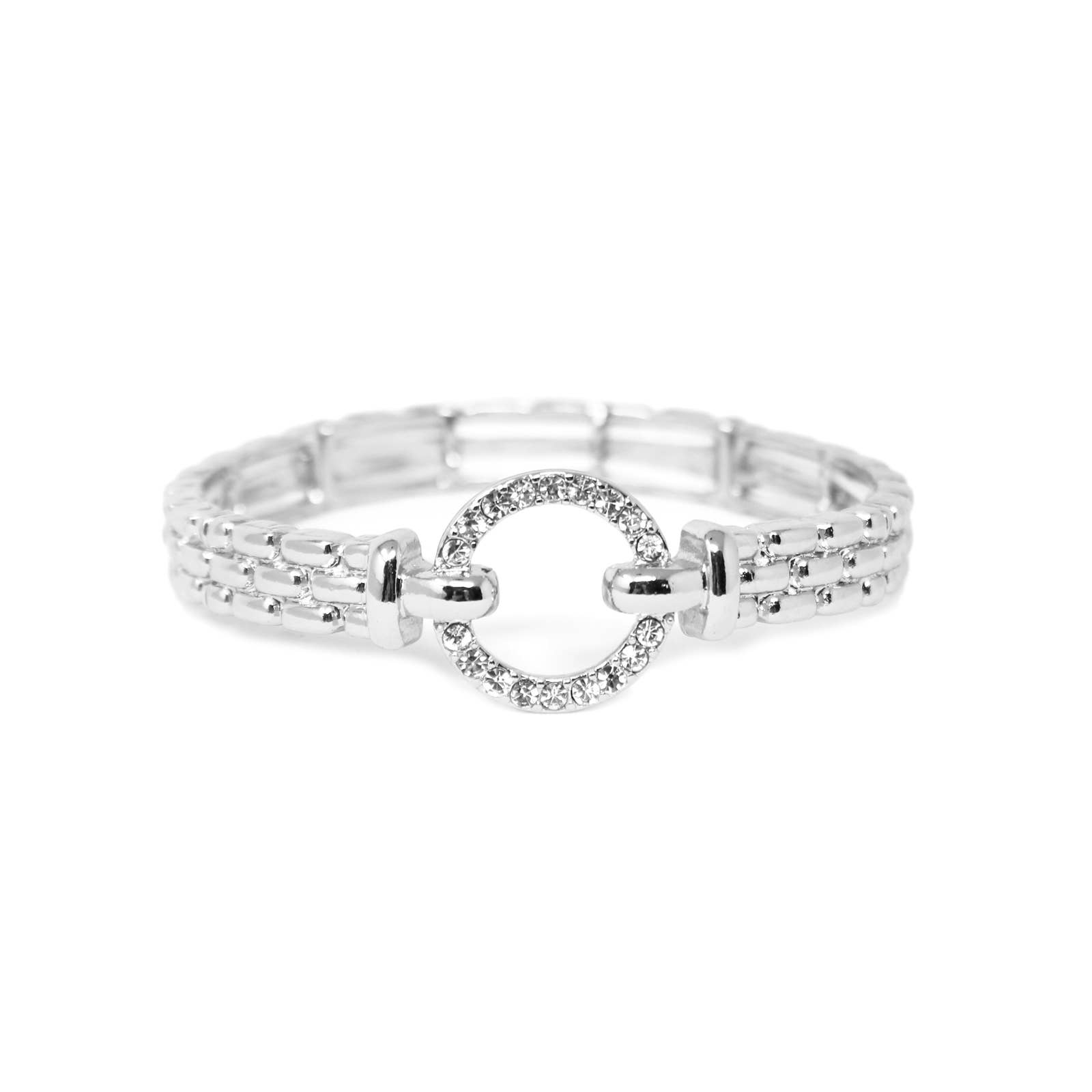 Pretty Persuasions – wholesale Bangle bracelet – B25042 Rhinestone Pave Circle Stretch Bangle Bracelet0