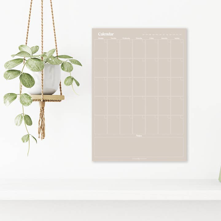 Peel & Stick Wall Planner | Reusable Monthly Calendar + Notes • A2 Size • Sand for wholesale by Organising Life Beautifully