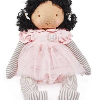 Elsie-dukke - Sort hår for engroshandel hos Deva Designs Ltd