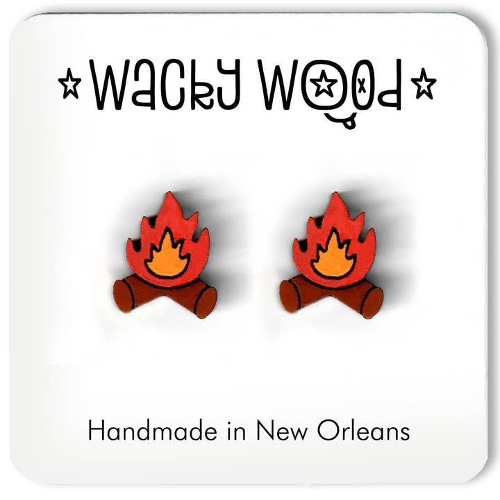 Wacky Wood – Großhandel Ohrstecker – Lagerfeuer-Ohrringe, Lagerfeuer-Ohrstecker, Campingschmuck0